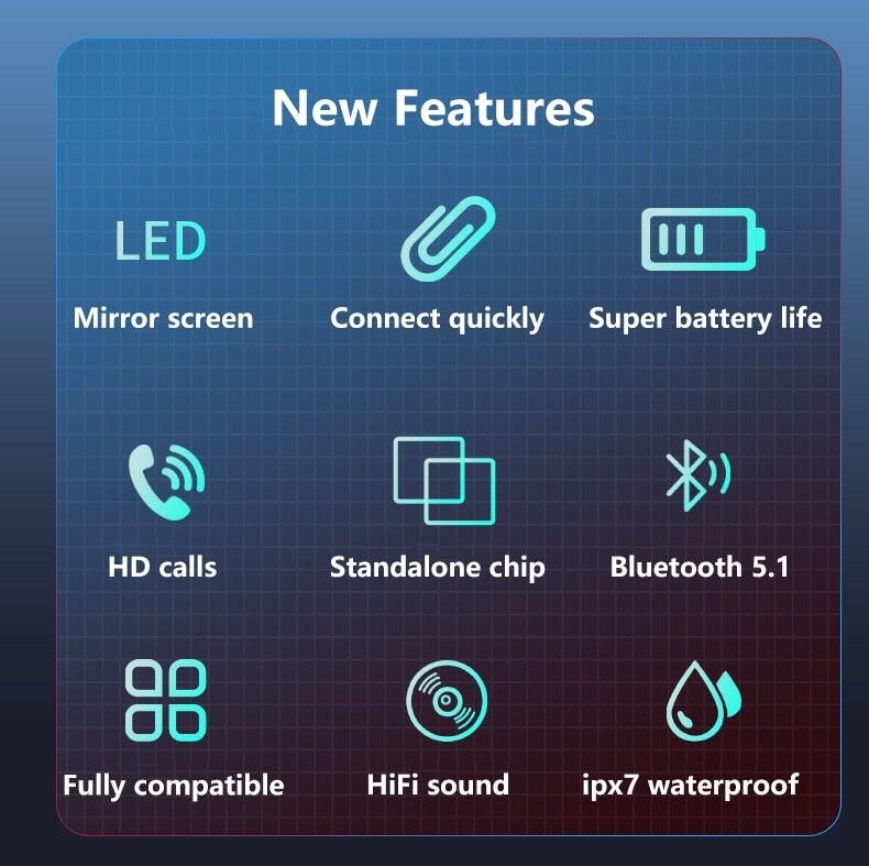 Bluetooth 5.1 Wireless Sports Earphones with Microphone & Bass