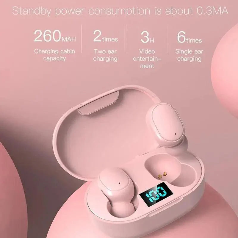 Wireless Bluetooth 5.0 Earbuds with LED Display, Multiple Colors