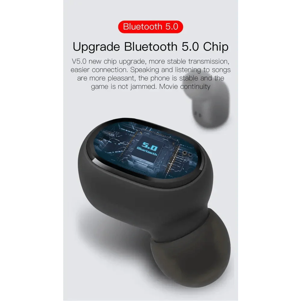 Wireless Bluetooth 5.0 Earbuds with LED Display, Multiple Colors