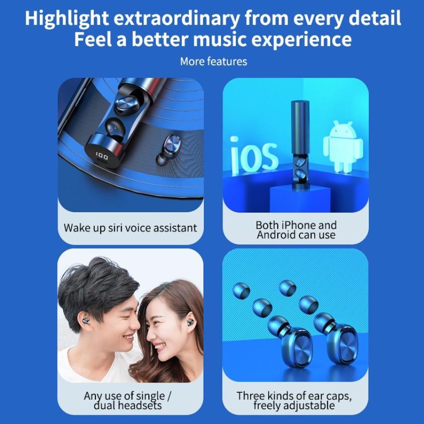Wireless Bluetooth 5.0 Touch Control Earbuds with LED Display