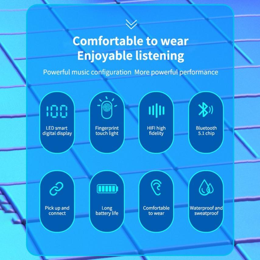 Wireless Bluetooth 5.0 Touch Control Earbuds with LED Display
