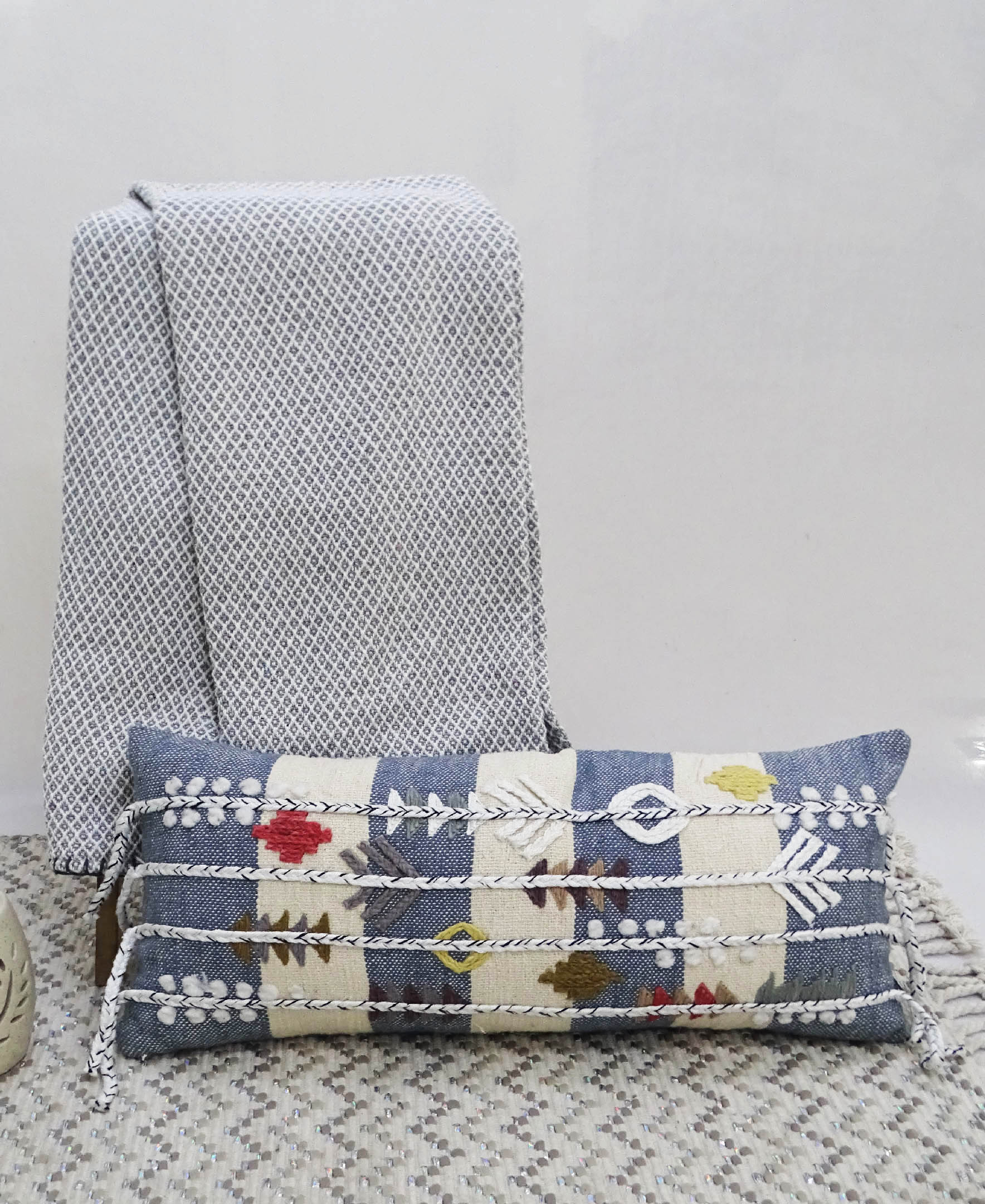 Decorative Embroidery Throw Pillow 12" X 30"