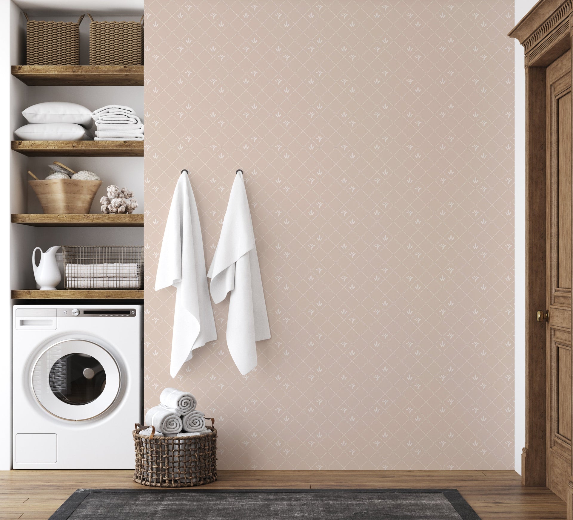 Georgie Geometric Removable Wallpaper in Sage Green and Cream