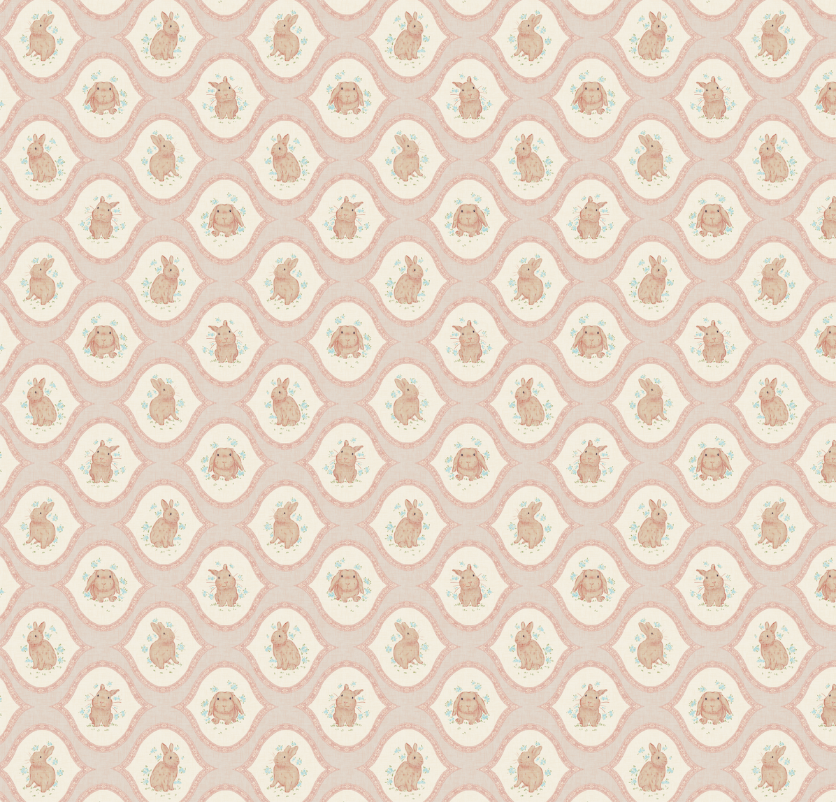 Poppie Whimsical Removable Wallpaper in Pink, Cream, and Brown