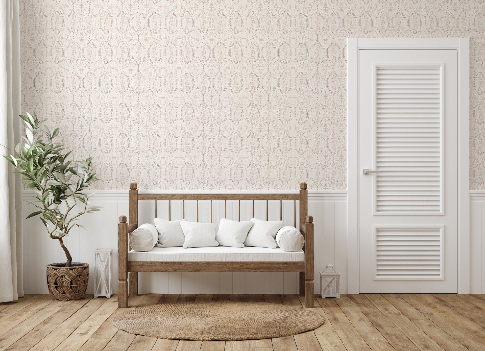 Holloway Geometric Wallpaper - Bohemian Off-White, Beige, and Taupe