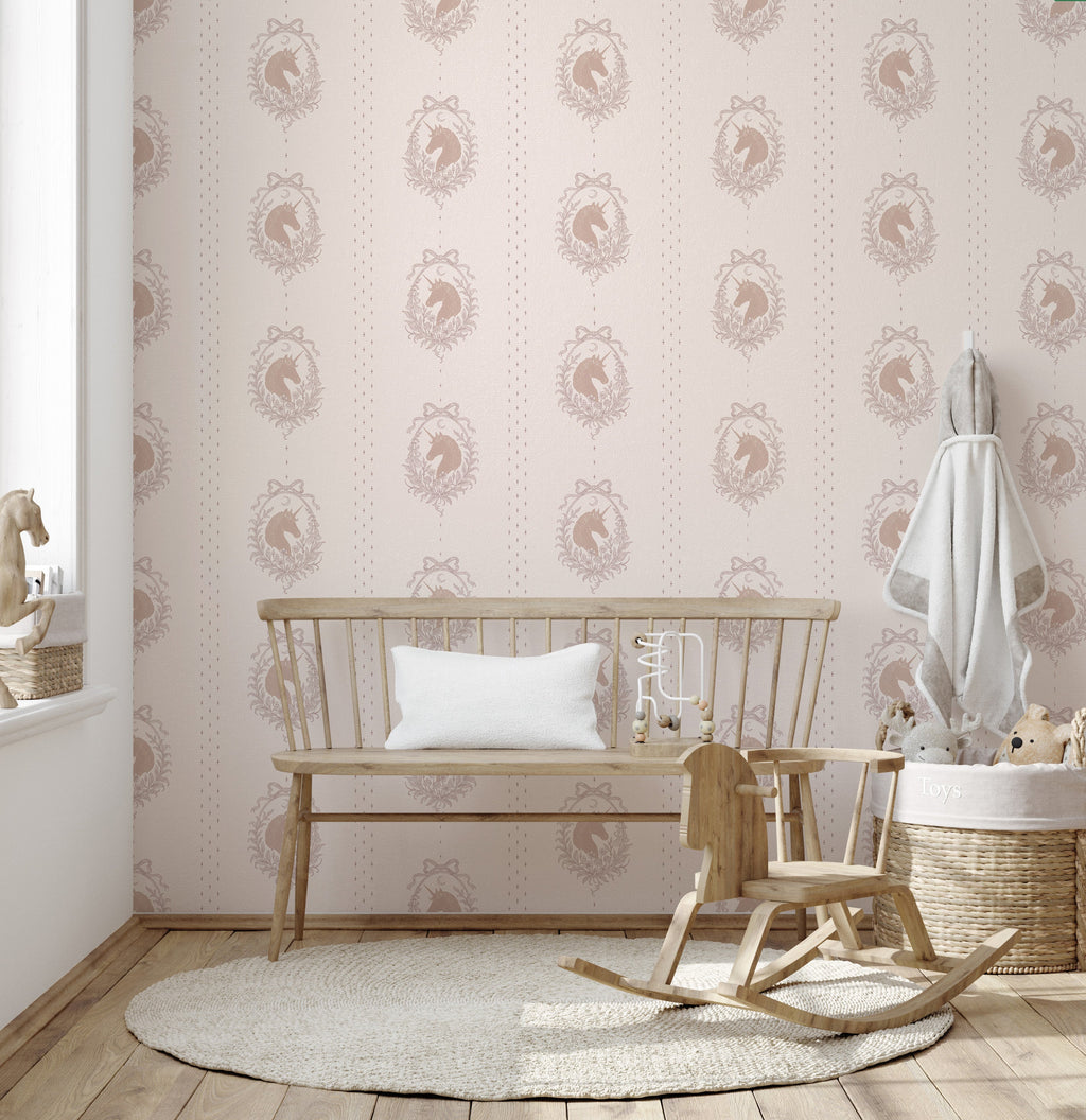 Bluette Whimsical Removable Wallpaper in Blush-Pink & Taupe