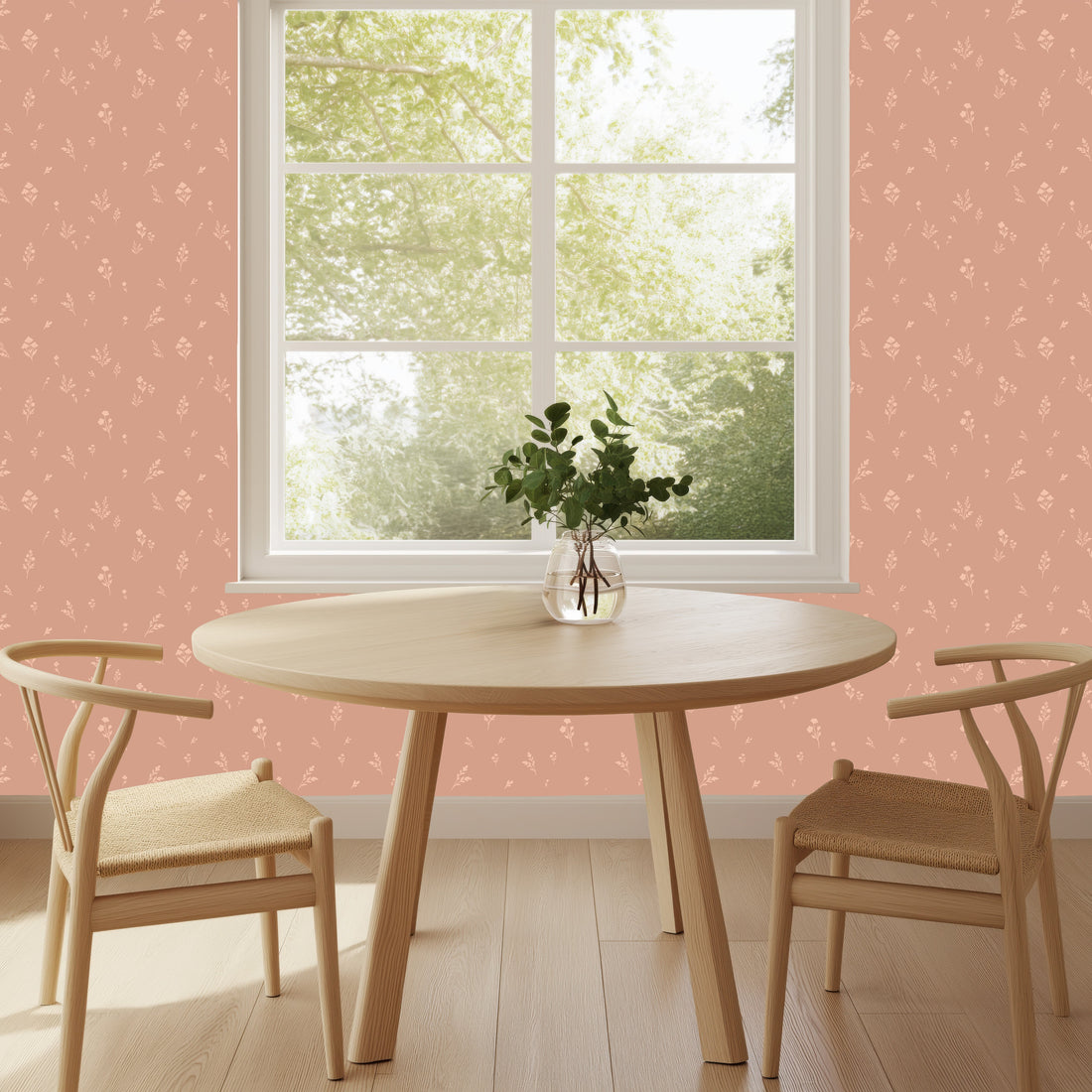 Vaila pattern removable wallpaper by The Feral Flower displayed on an accent wall