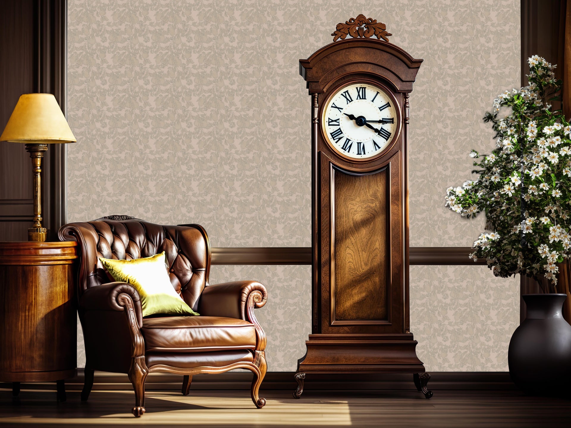 Copeland Cottagecore Wallpaper in Taupe and Brown
