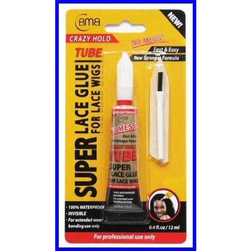 BMB Super Lace Wig Glue tube kit with applicator brush and wooden stick