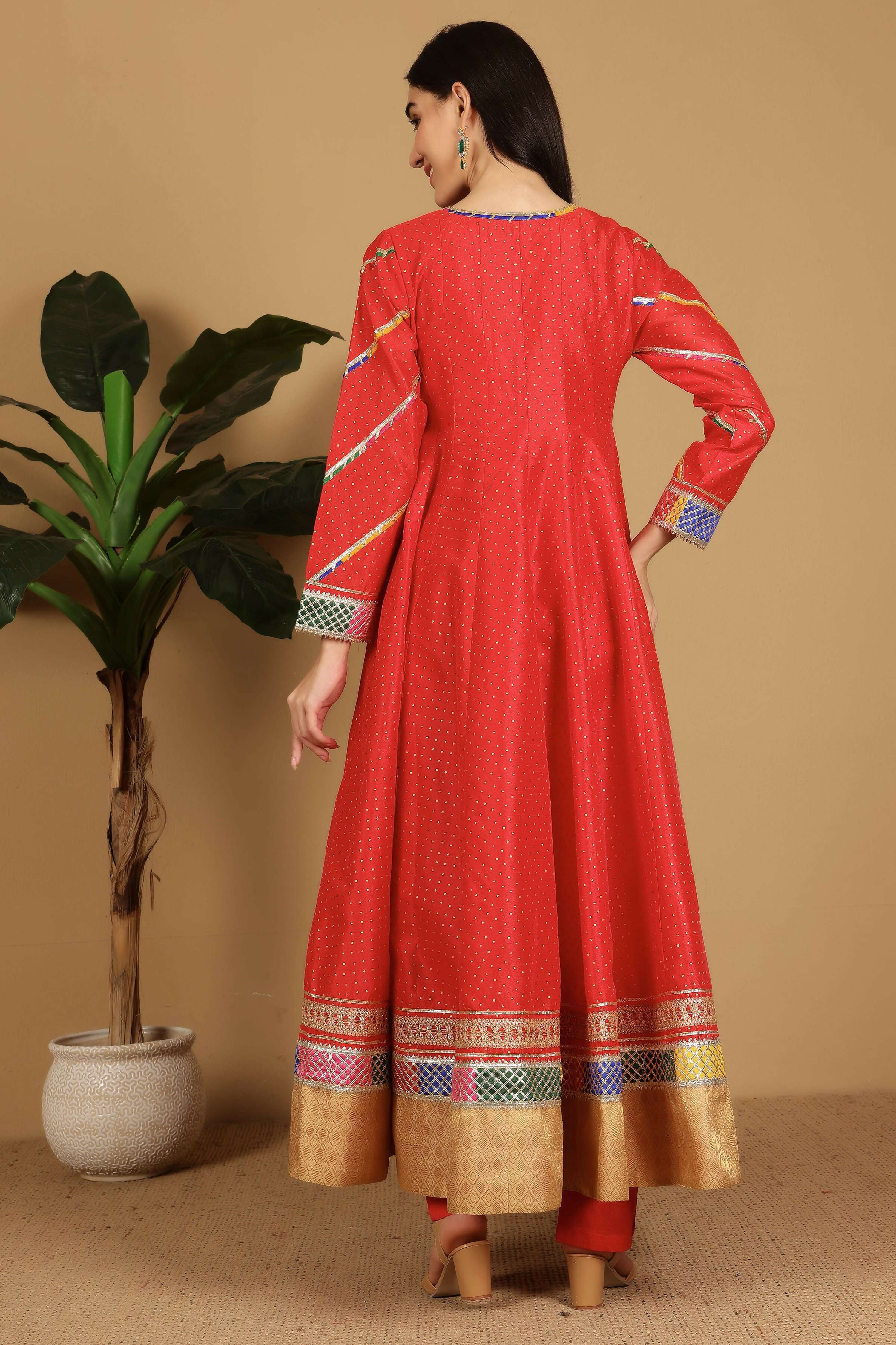 Joban Fashion Red Silk Lehenga Set