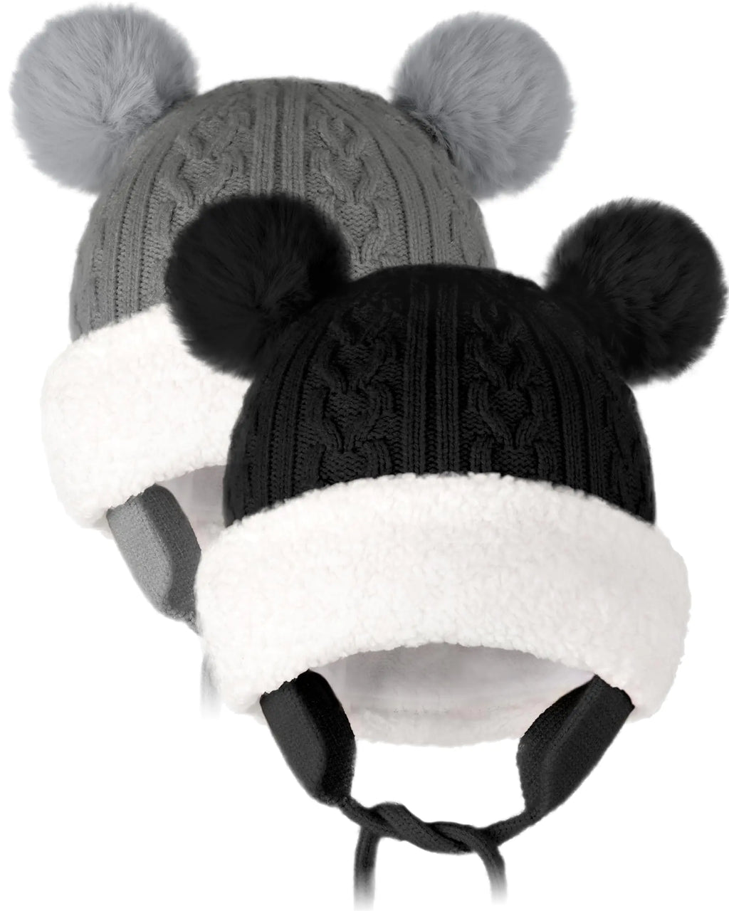 OLIKER Toddler Winter Hat Knitted Boys Girls Baby Beanie Double Pom Pom Kids Baby Winter Hat Fall Winter Hats