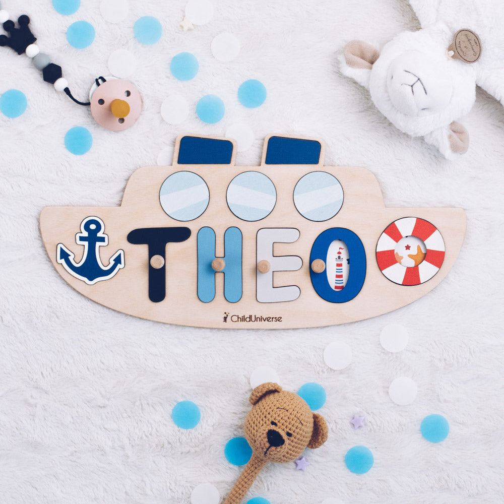 Custom Boat Name Puzzle for Toddlers Educational Wooden Gift