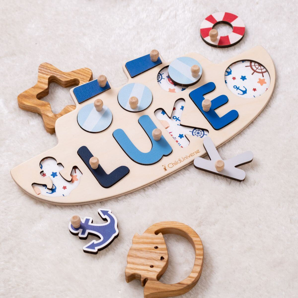 Custom Boat Name Puzzle for Toddlers Educational Wooden Gift