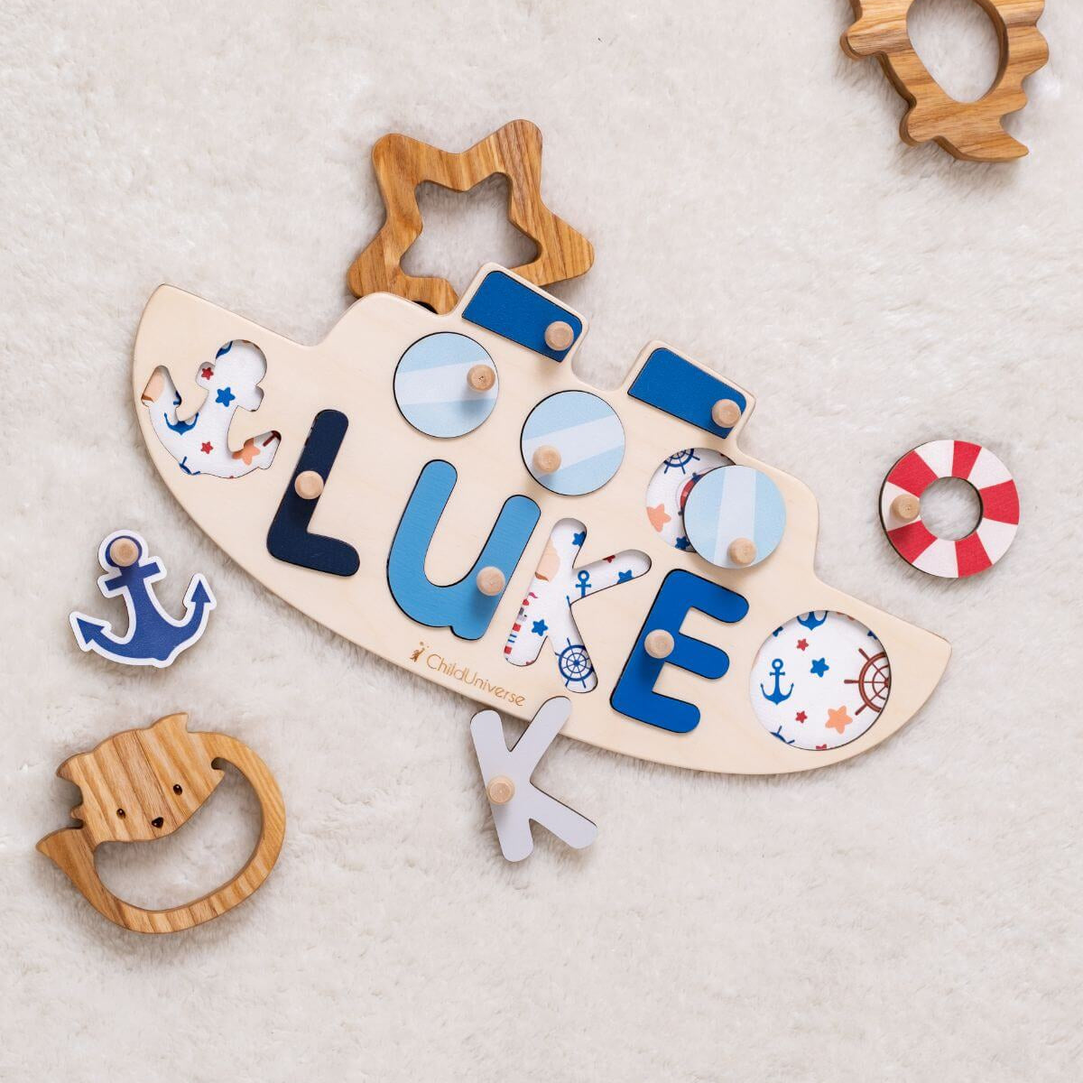 Custom Boat Name Puzzle for Toddlers Educational Wooden Gift
