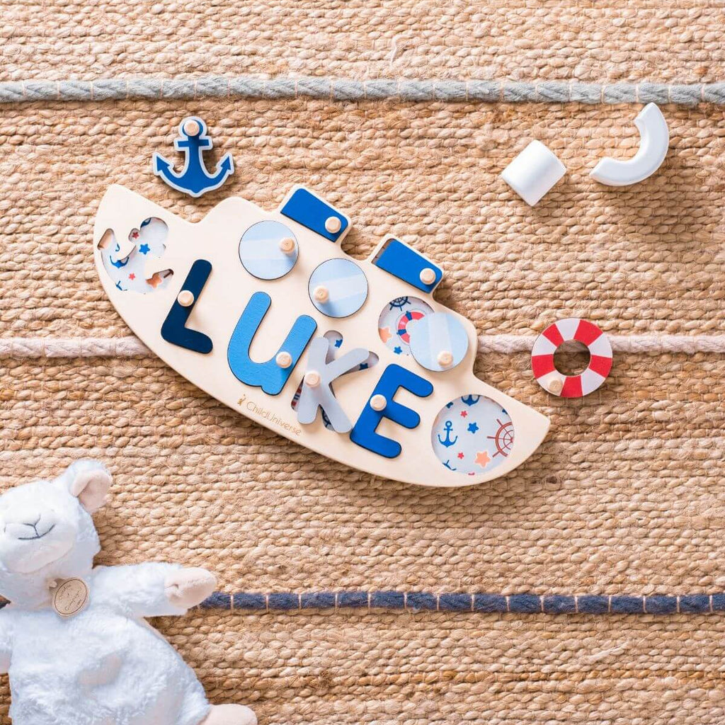 Custom Boat Name Puzzle for Toddlers Educational Wooden Gift