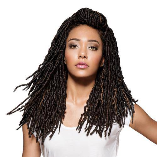 Bobbi Boss 2X Nu Locs 24-inch crochet braids in dark brown and light brown