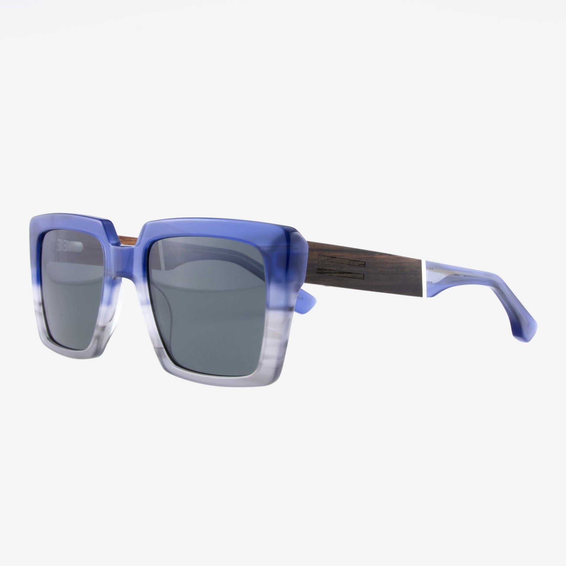 Boca Oversized Square Acetate Sunglasses with Wood Detail