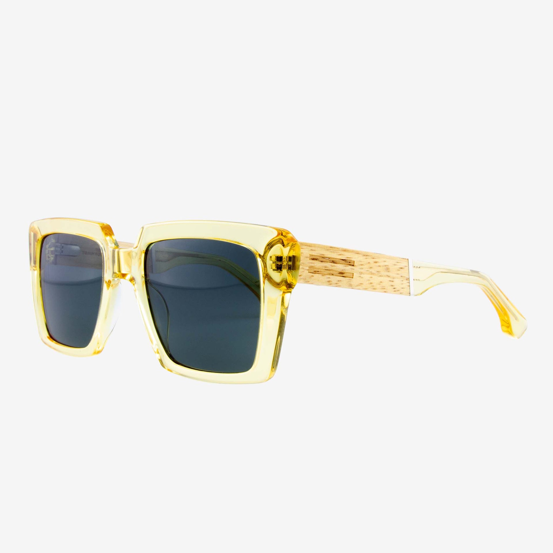 Boca Oversized Square Acetate Sunglasses with Wood Detail