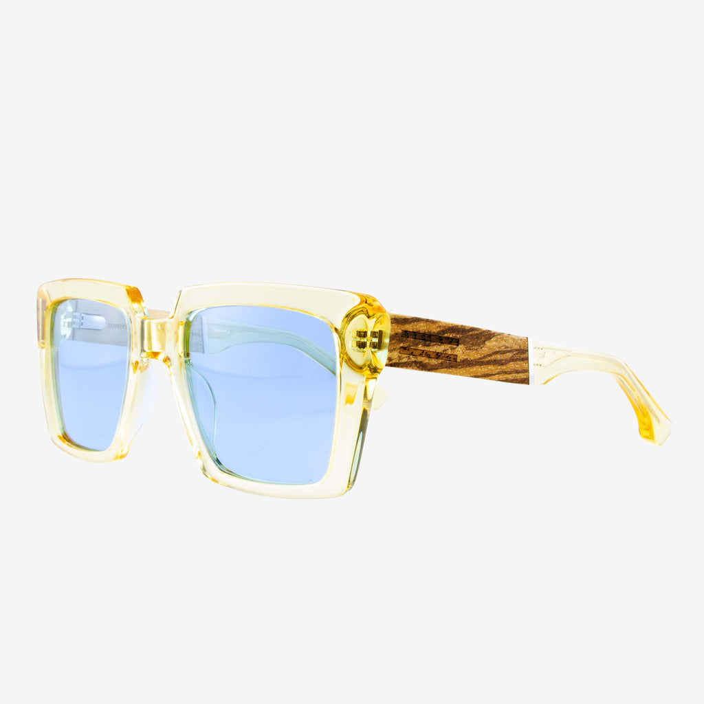 Boca Oversized Square Acetate Sunglasses with Wood Detail