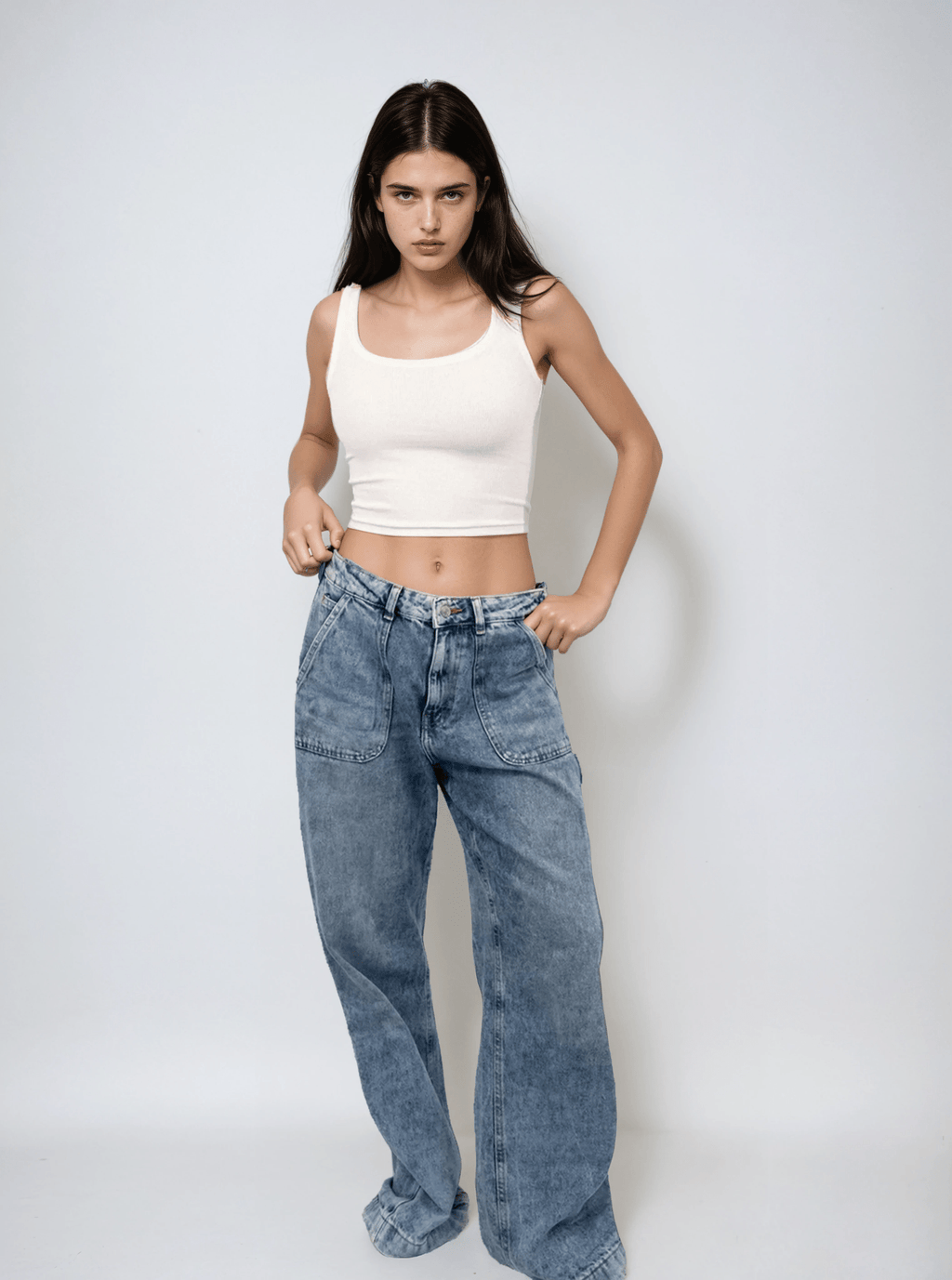 White Ribbed Scoop Neck Tank Top - Image 3