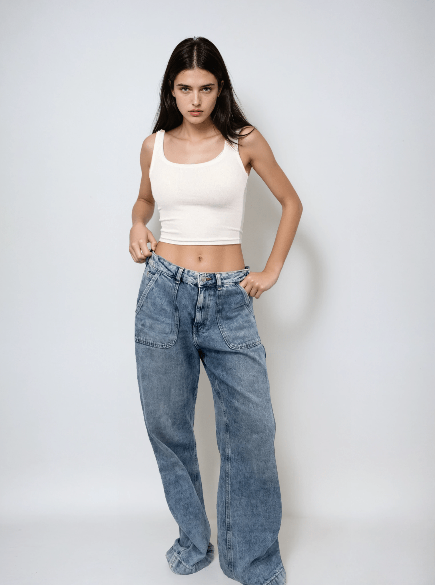 White Ribbed Scoop Neck Tank Top - Image 3