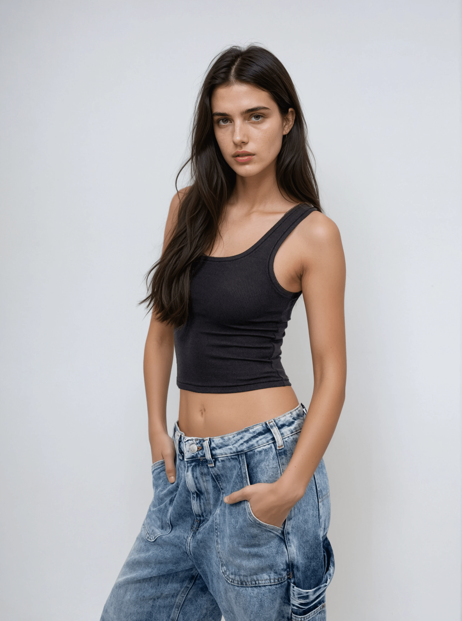 White Ribbed Scoop Neck Tank Top - Image 8