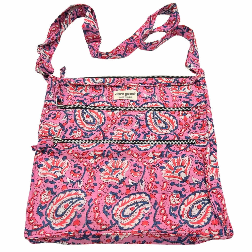 Boho Hippie Crossbody Bag in Multicolor Artisan Cotton