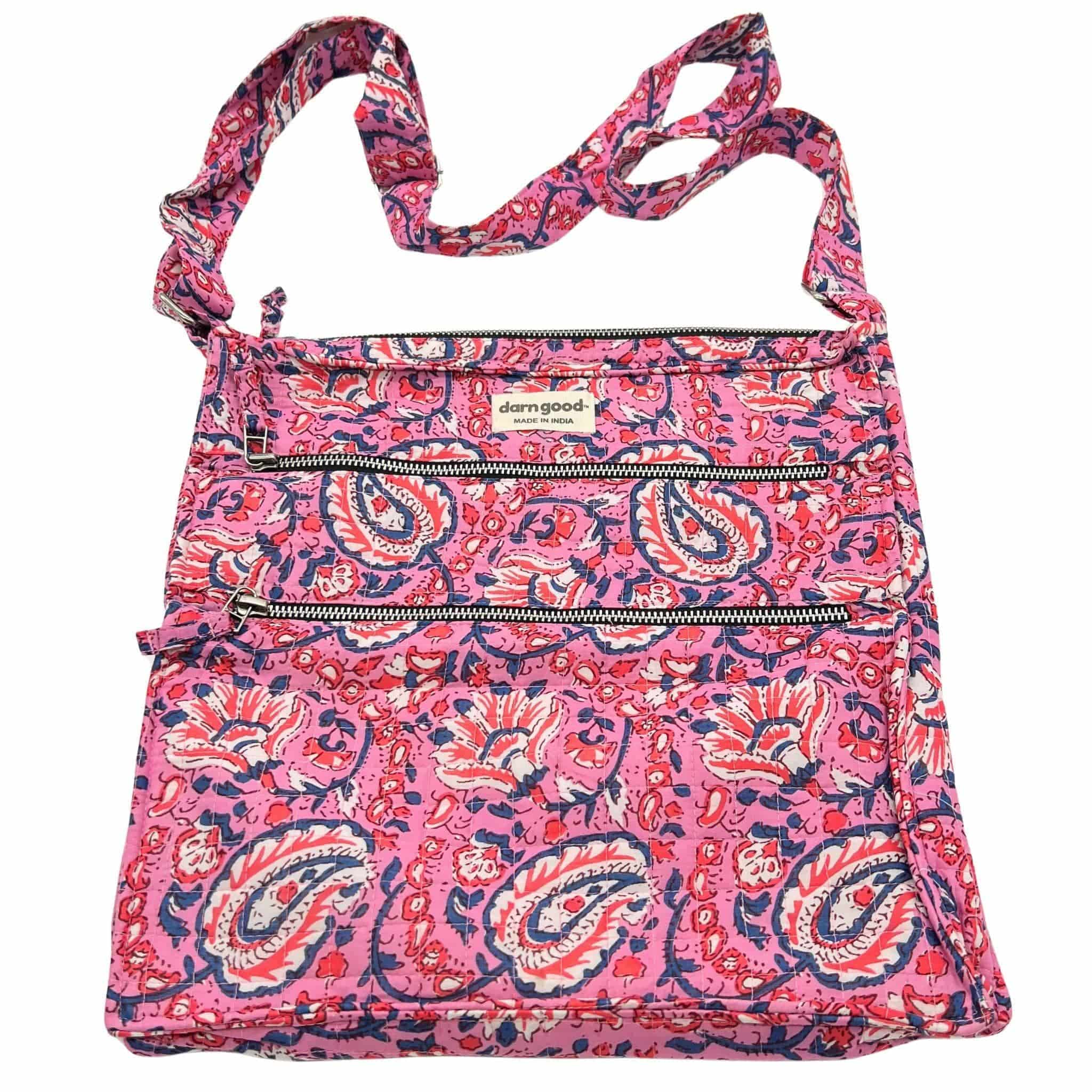 Boho Hippie Crossbody Bag in Multicolor Artisan Cotton