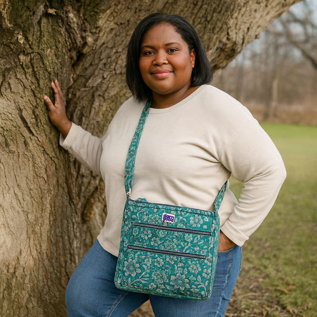 Boho Hippie Crossbody Bag in Multicolor Artisan Cotton