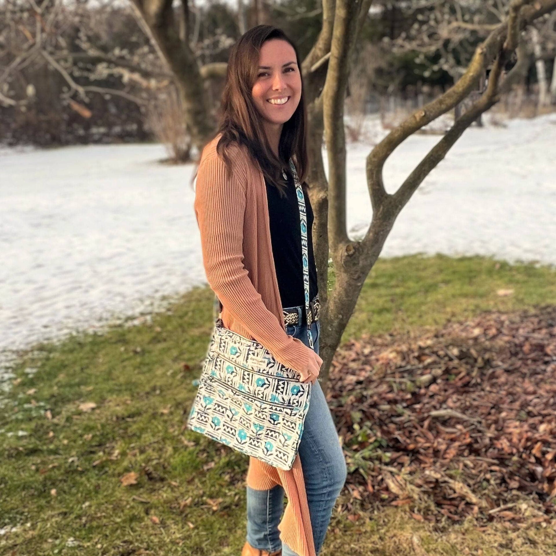 Boho Hippie Crossbody Bag in Multicolor Artisan Cotton