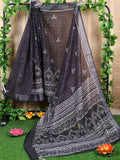 Classic black cotton saree with matching blouse piece