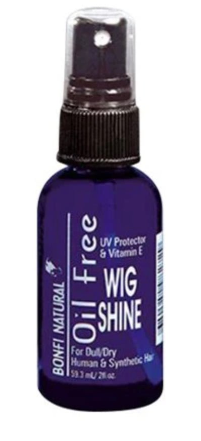 Bonfi Natural Oil Free Wig Shine spray bottle with UV protection and Vitamin E