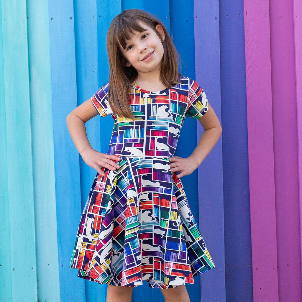 Book Cats print women's dress from Casual Chic