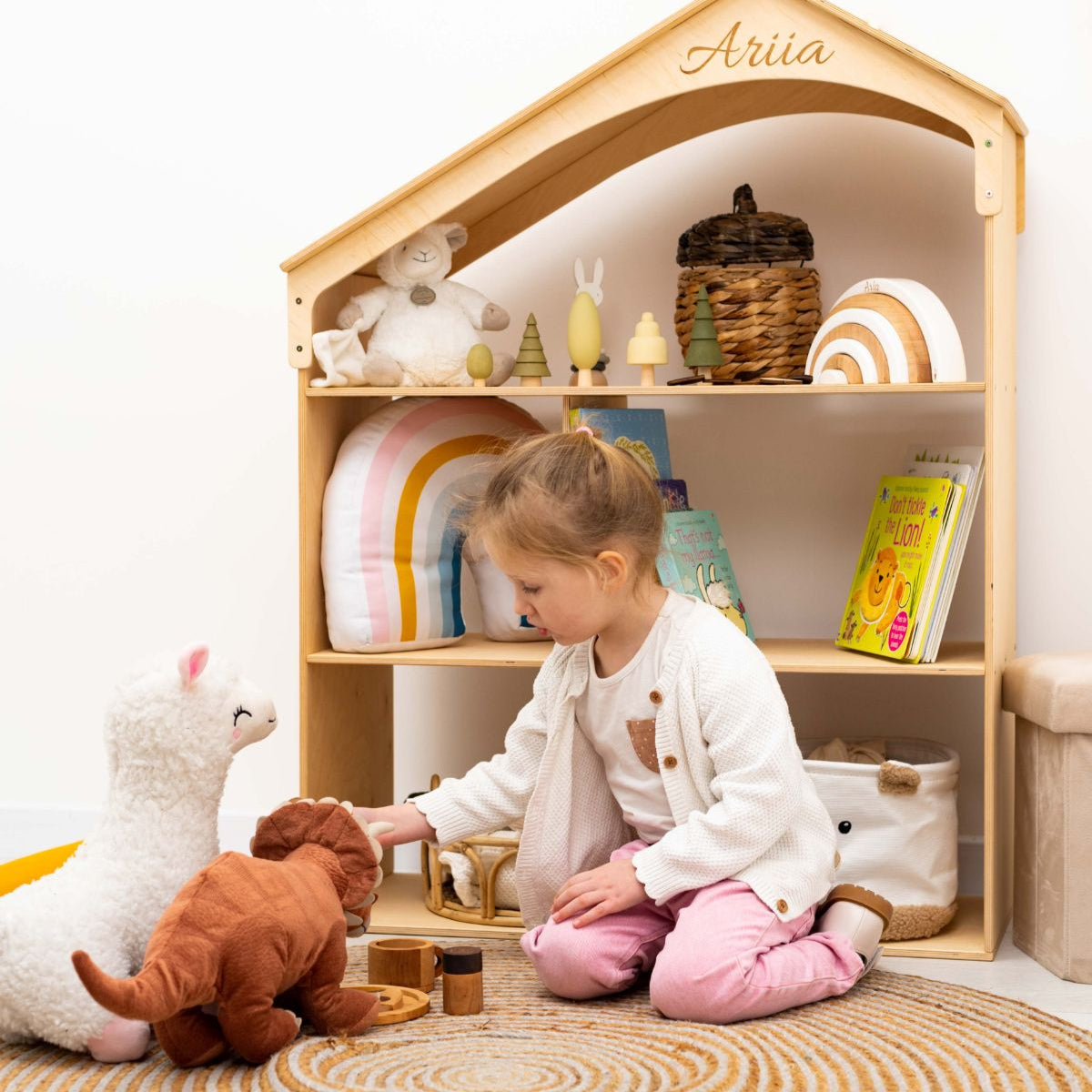 White Dollhouse Bookcase and Toy Storage for Kids Room