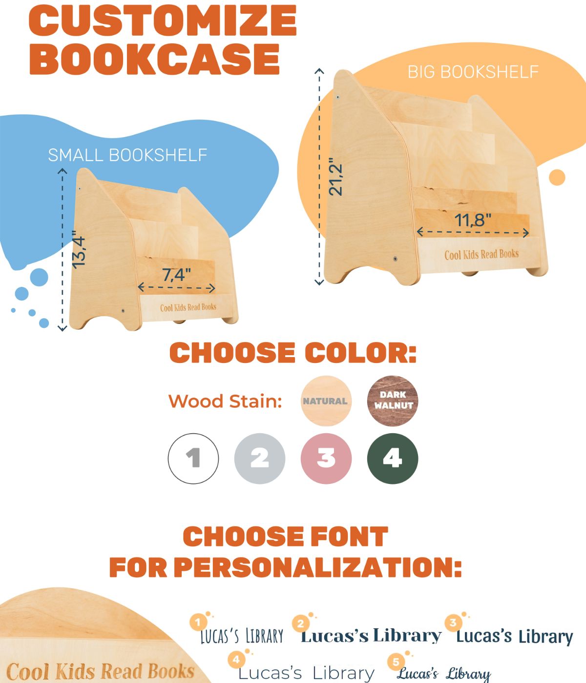 Minimalist Montessori Bookshelf for Toddlers in Natural Wood & Green