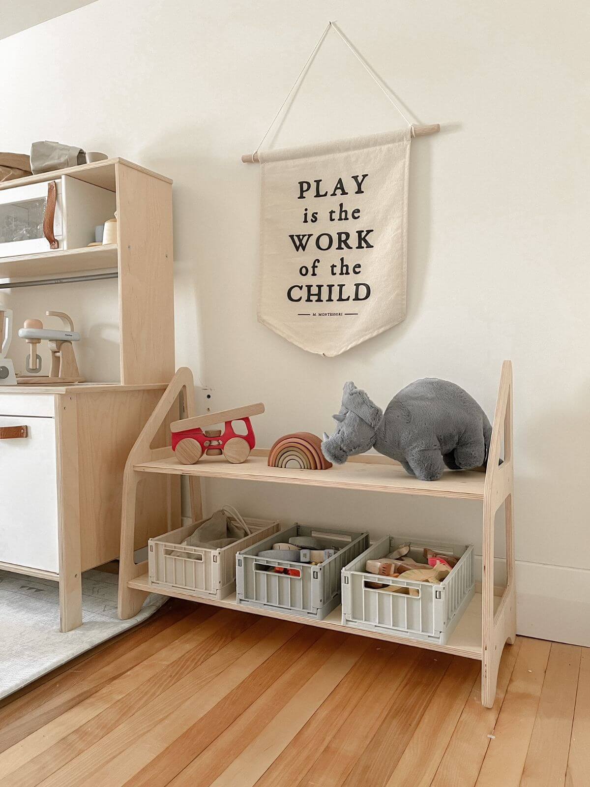 Montessori Toy Shelf for Kids - Durable Wooden Organizer
