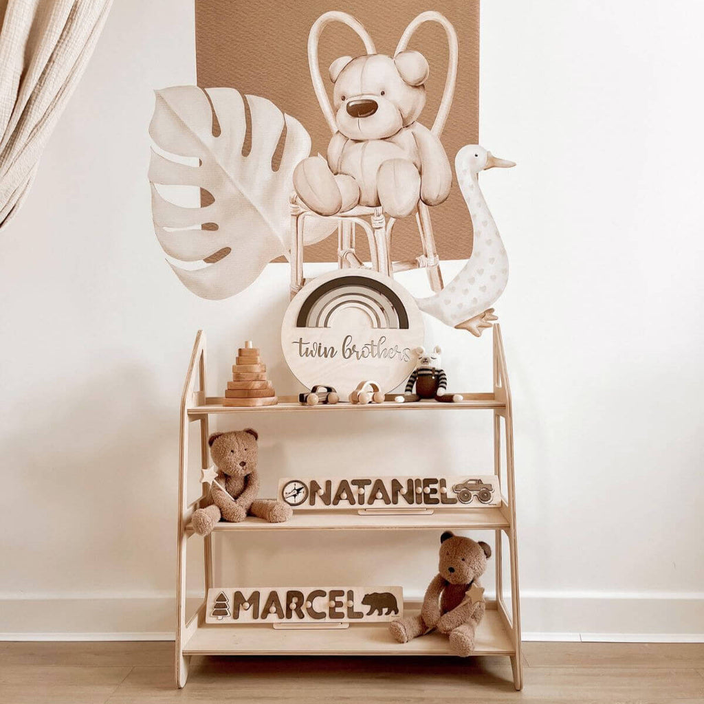 Minimalist Montessori Wooden Toy Shelf for Nursery Organization
