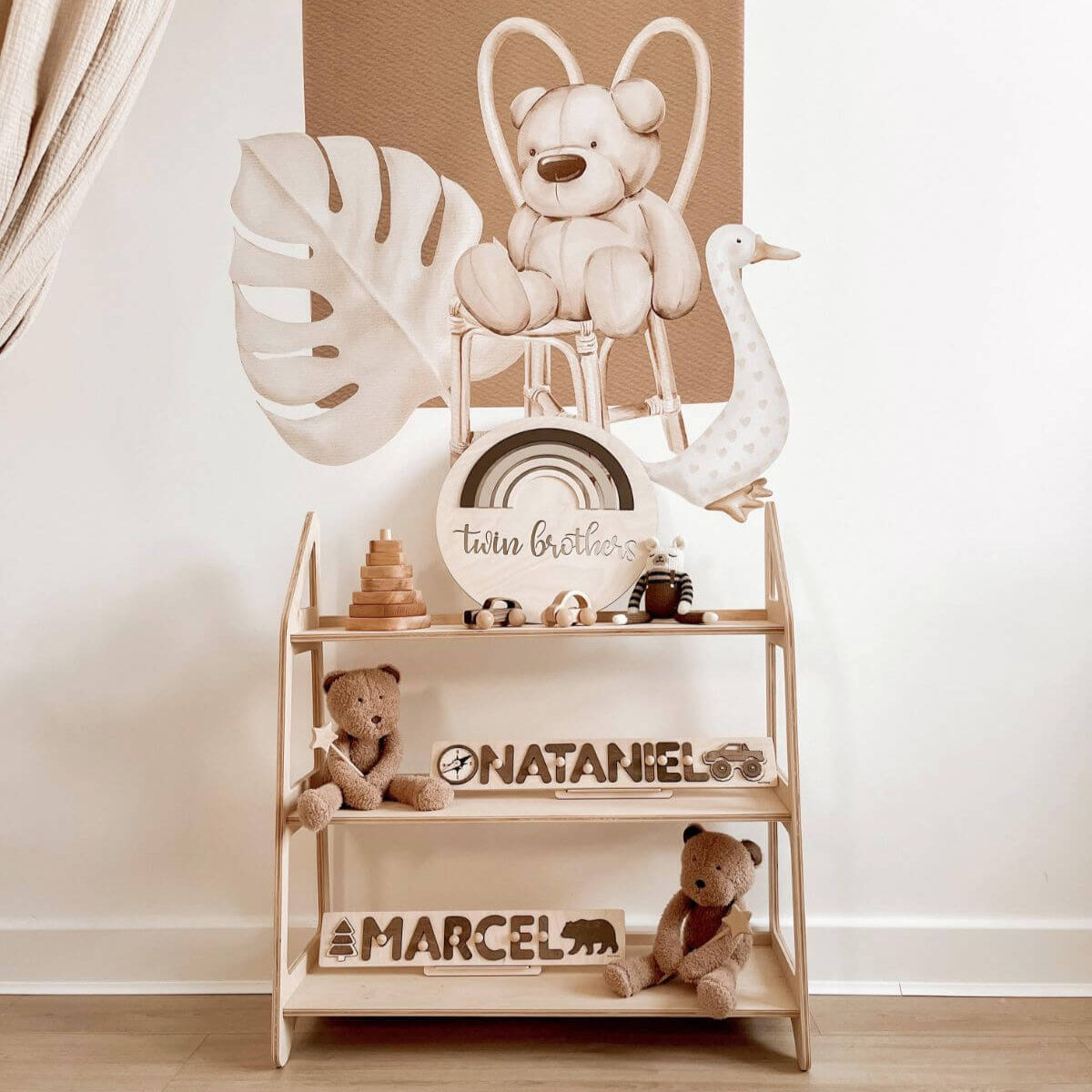 Minimalist Montessori Wooden Toy Shelf for Nursery Organization