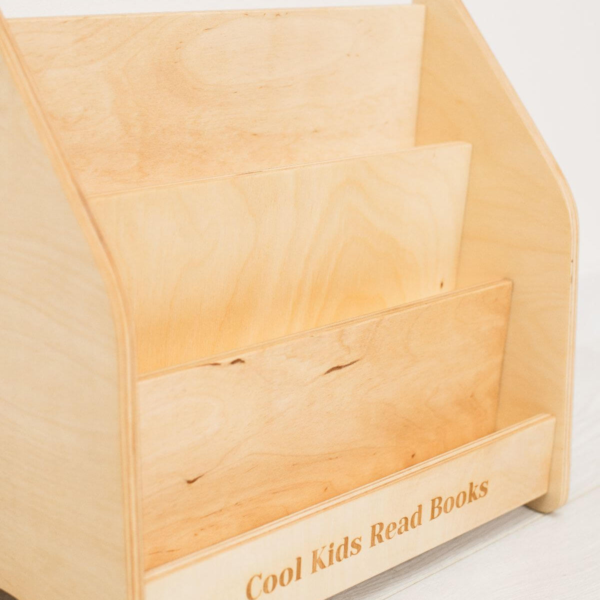 Minimalist Montessori Bookshelf for Toddlers in Natural Wood & Green