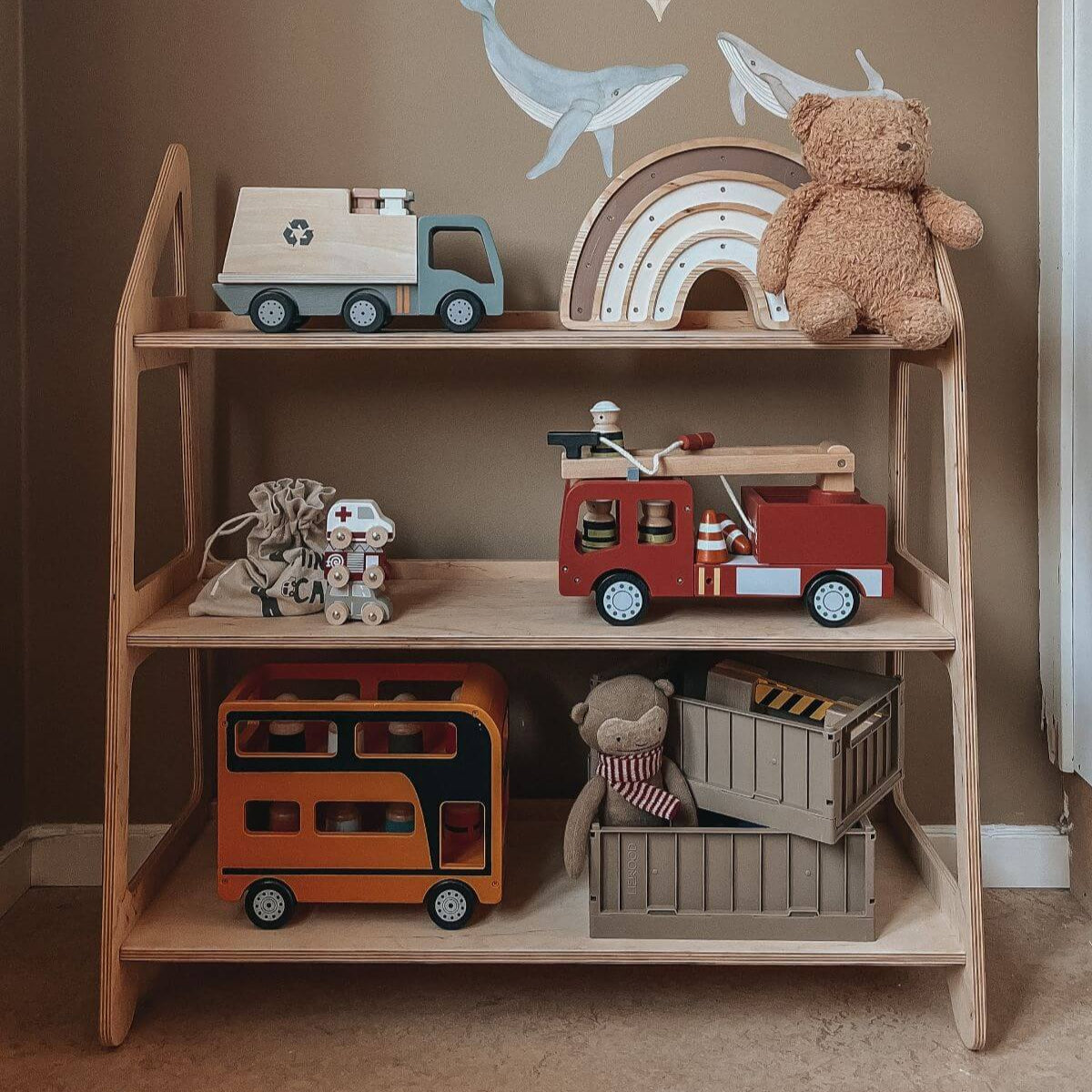 Minimalist Montessori Wooden Toy Shelf for Nursery Organization