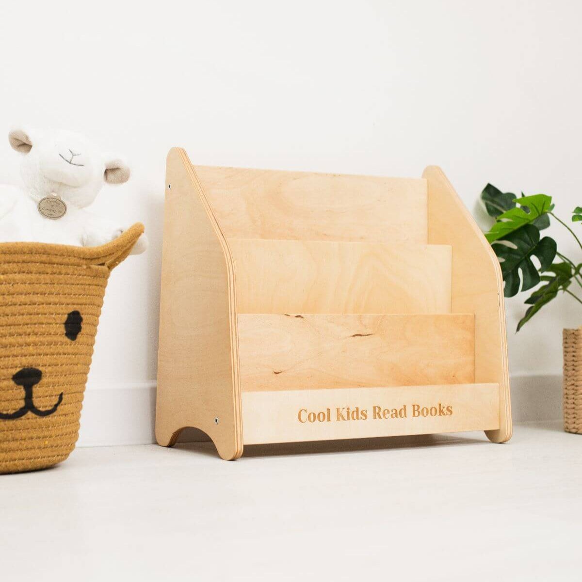 Front-Facing Wooden Bookshelf for Kids – Montessori Style