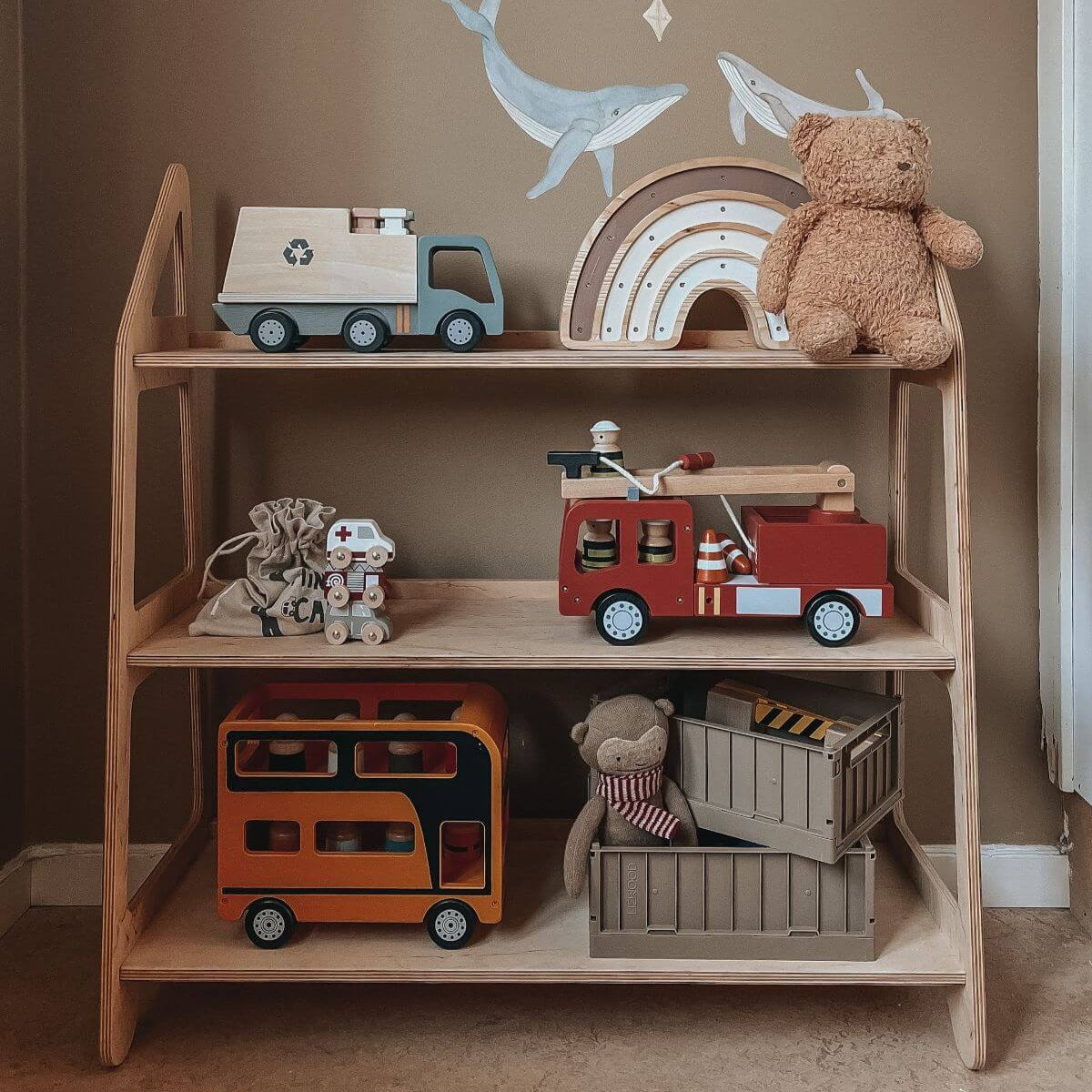 3-Piece Montessori Toddler Playroom Furniture Set with Bookshelf