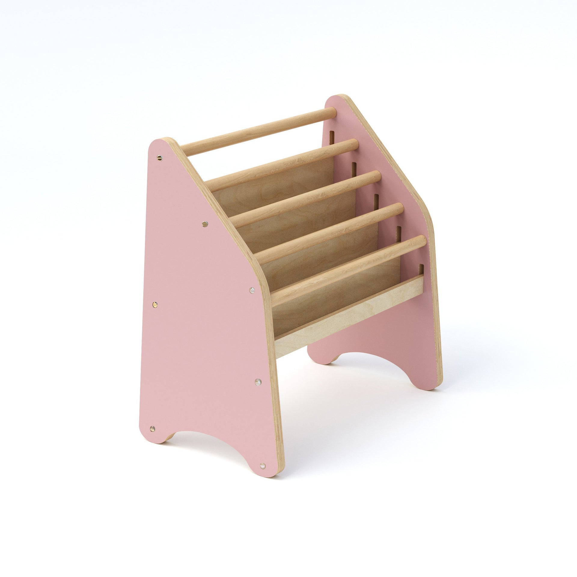 Minimalist Montessori Bookshelf for Kids – Wood, Pink or Grey