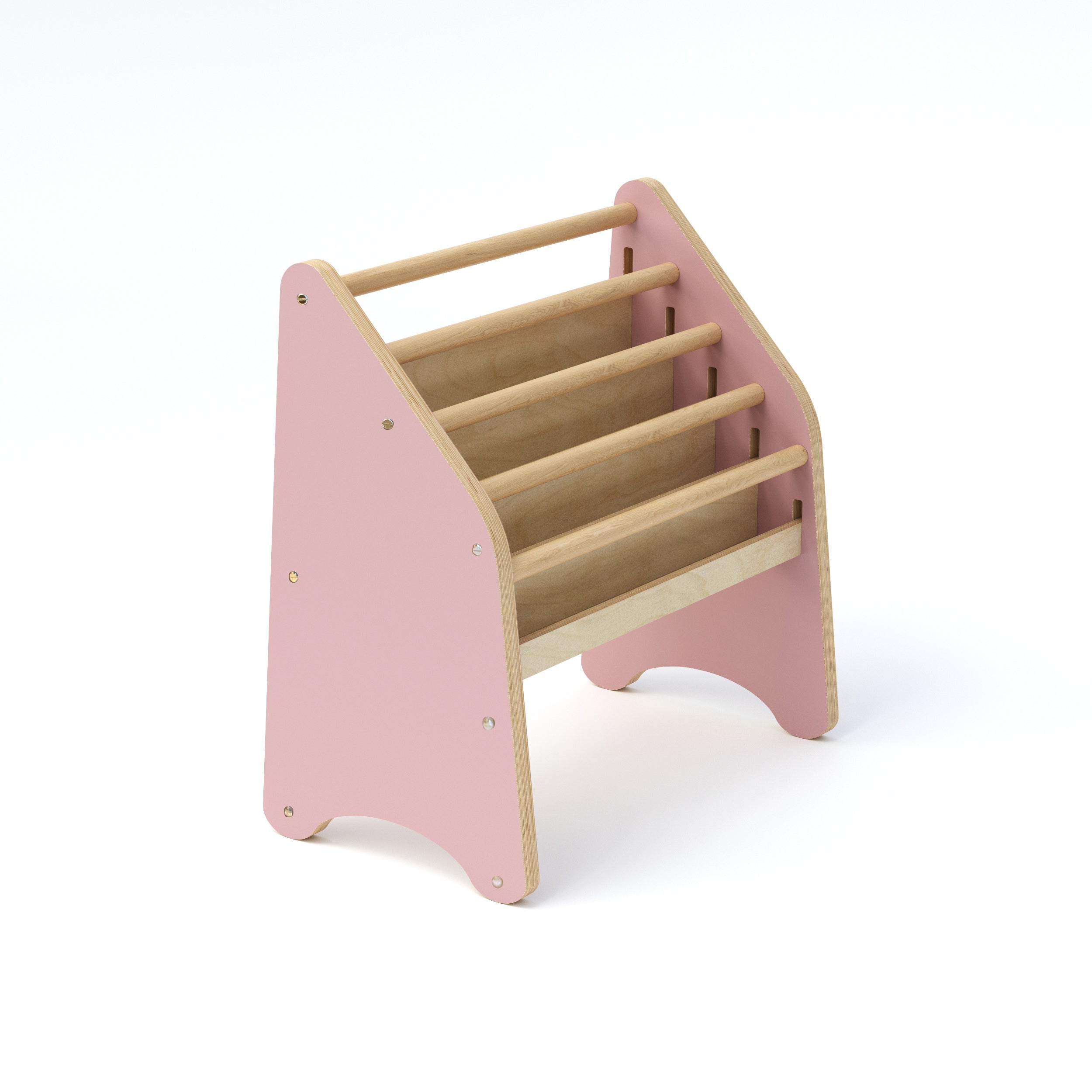 Minimalist Montessori Bookshelf for Kids – Wood, Pink or Grey