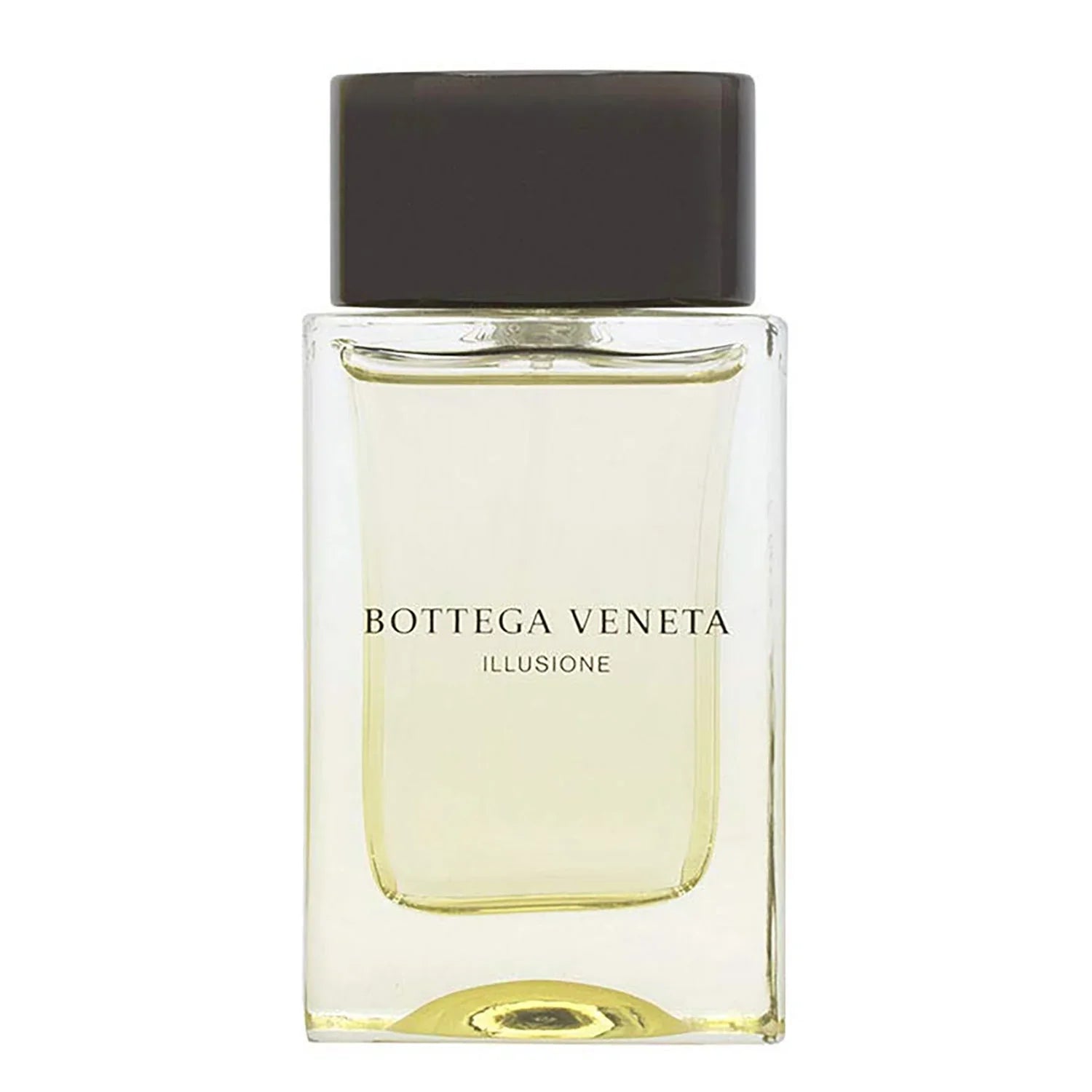 Bottega Veneta Illusione Eau de Toilette bottle with pale-yellow liquid.
