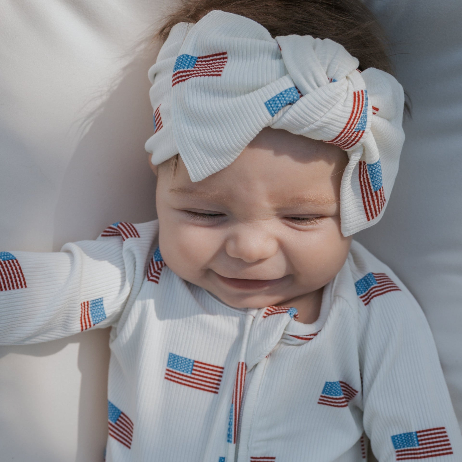 Bamboo Zip Pajamas in Americana Ribbed Design