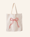 Reusable Canvas Gift Bag with Bow Accents, Coquette Style Tote