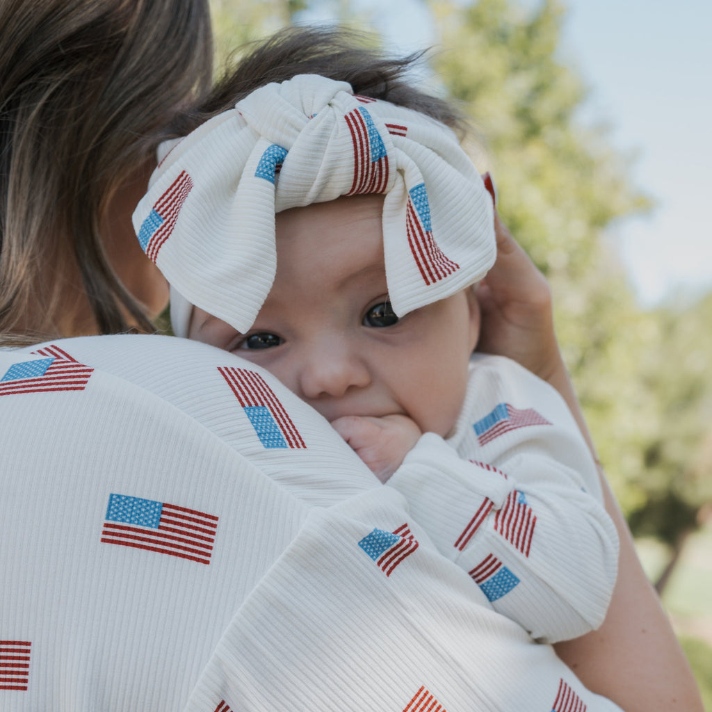 Bamboo Zip Pajamas in Americana Ribbed Design