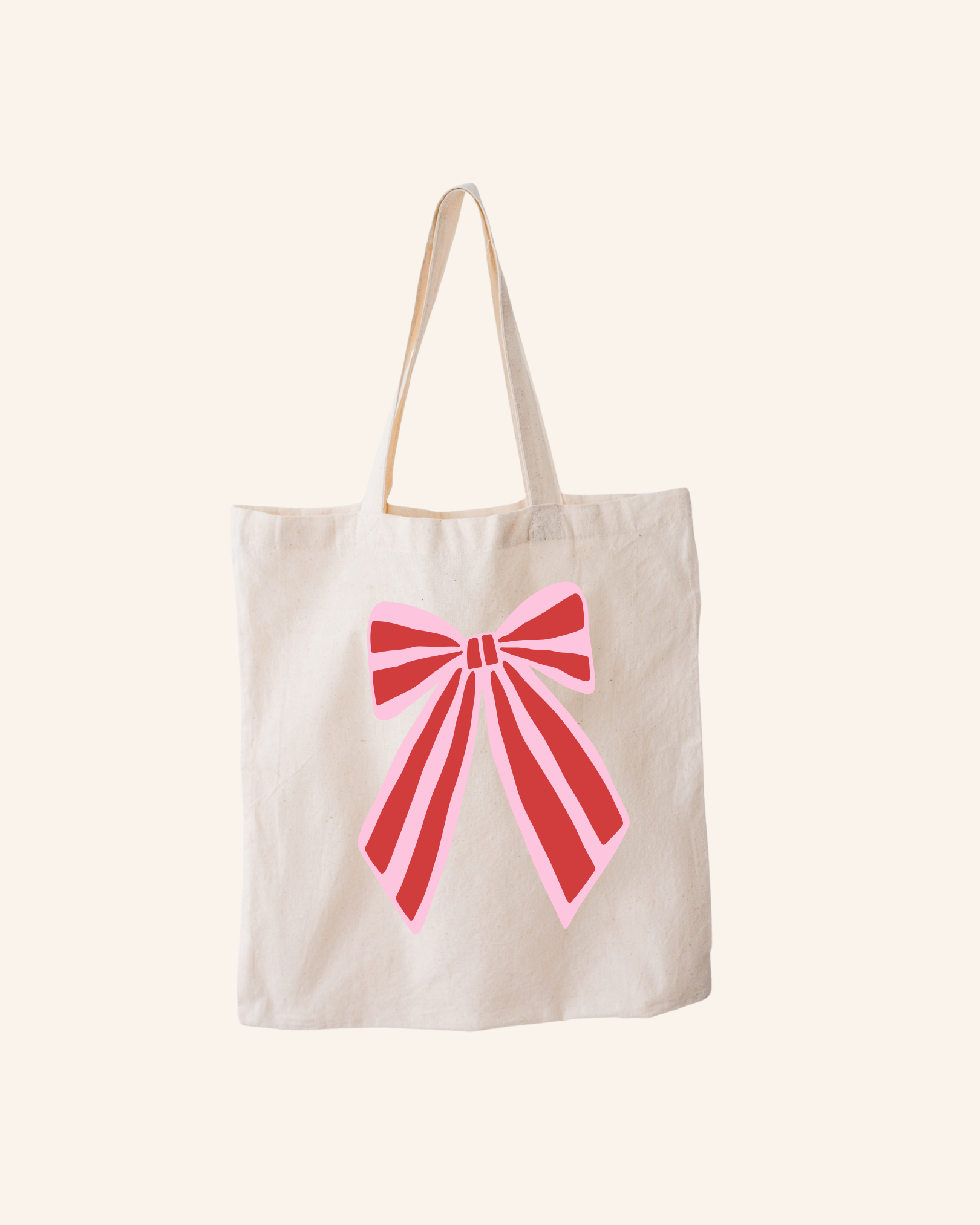 Reusable Canvas Gift Bag with Bow Accents, Coquette Style Tote