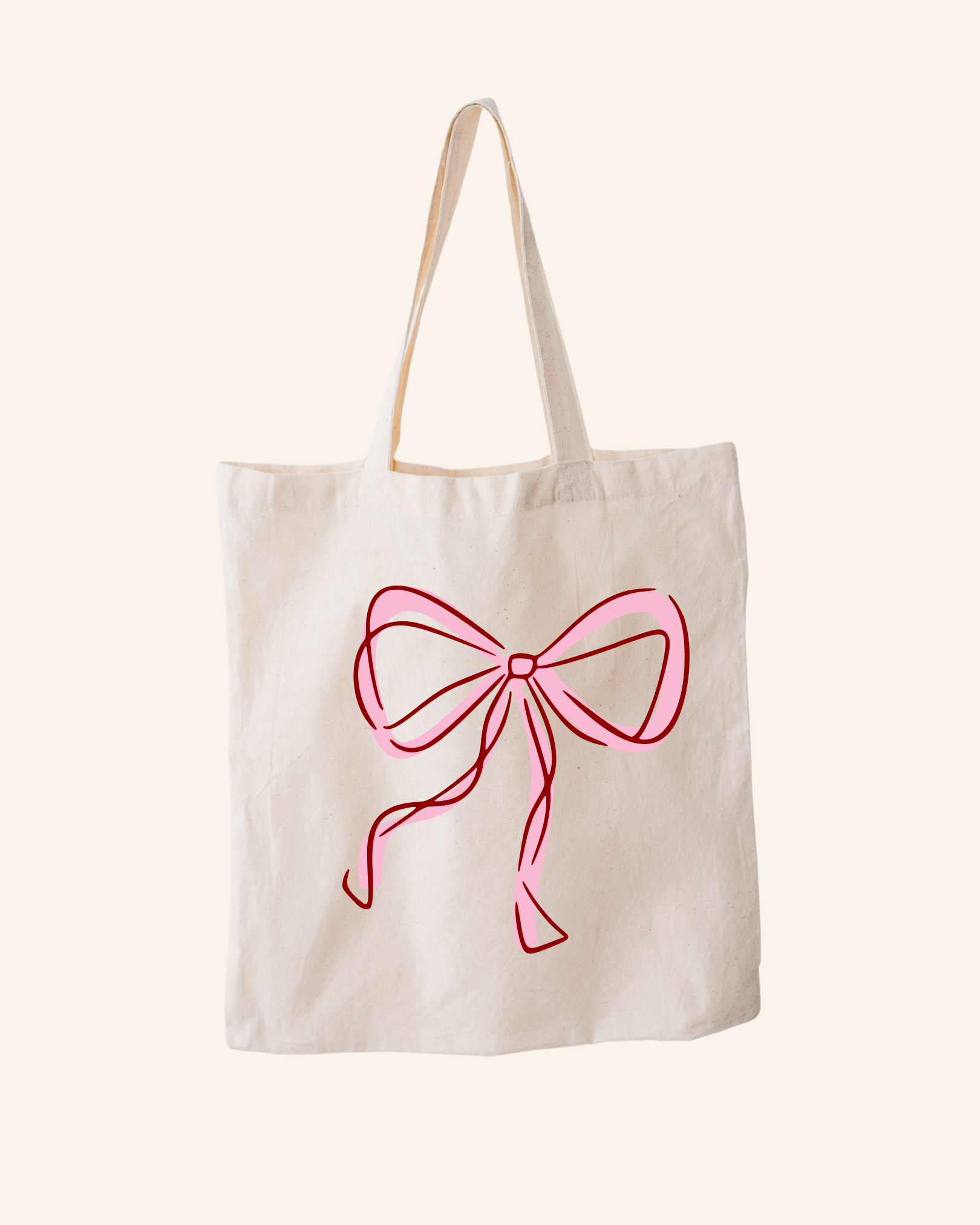 Reusable Canvas Gift Bag with Bow Accents, Coquette Style Tote